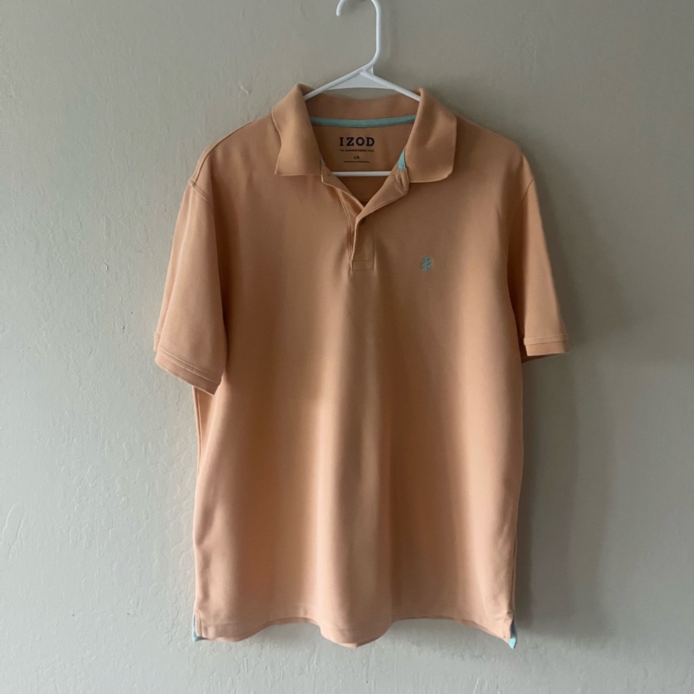 Izod Mens The Advantage Polo Shirt Size L Orange Pullover Short Sleeve